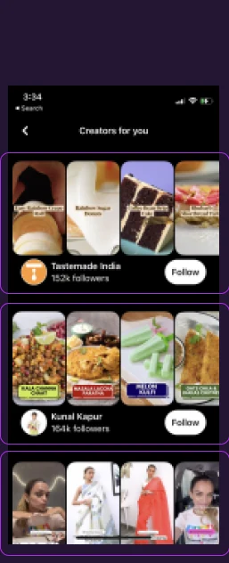 Pinterest 'Creators for you' page highlighting suggested creator cards