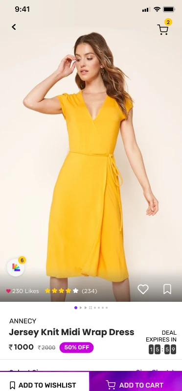 Jersey Knit Midi Wrap Dress product detail with price and countdown deal timer