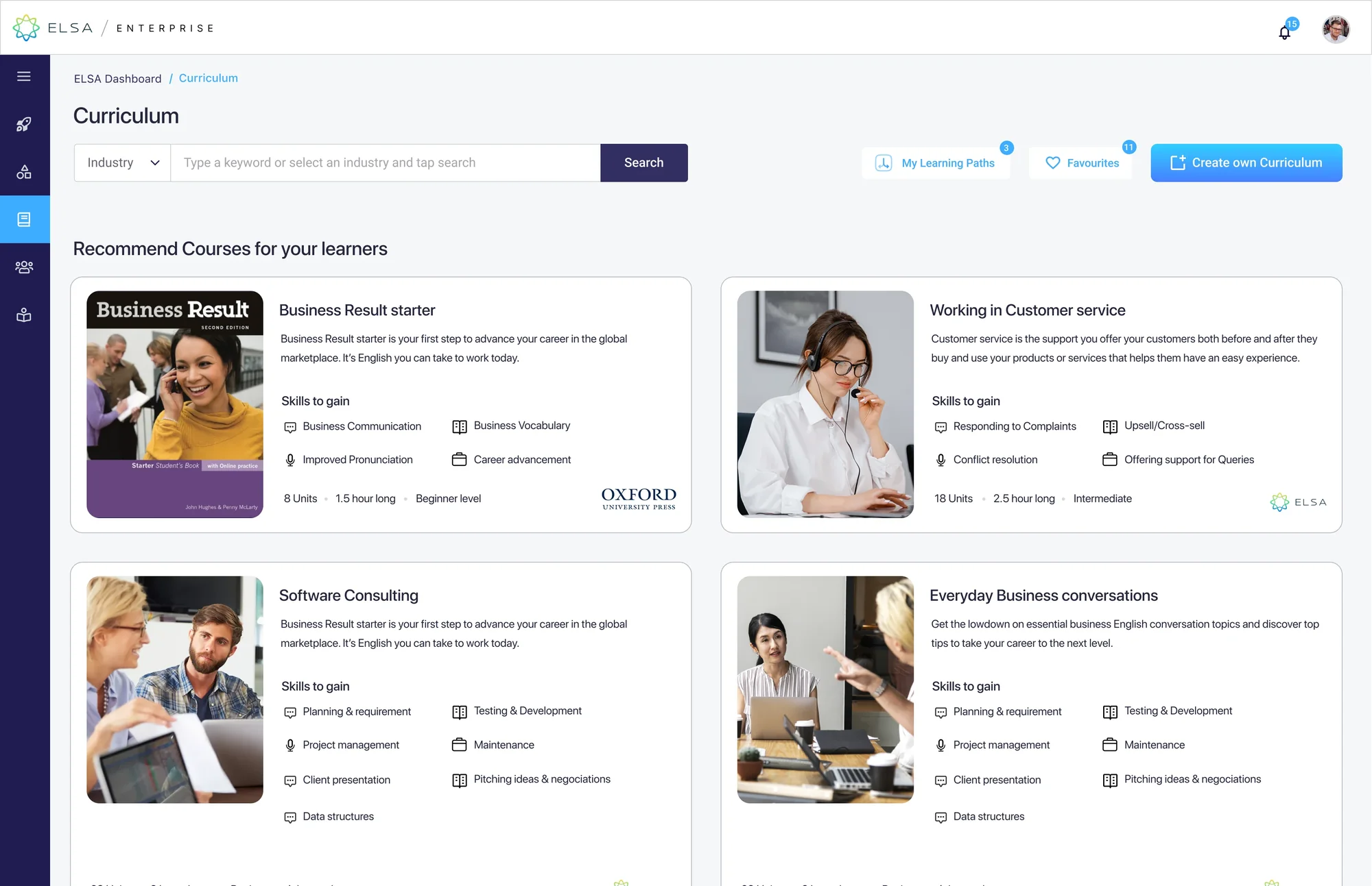 Curriculum dashboard
