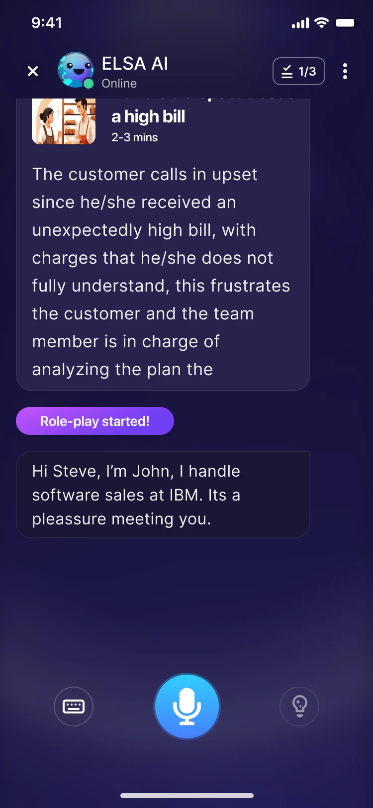Conversation at 1 of 3