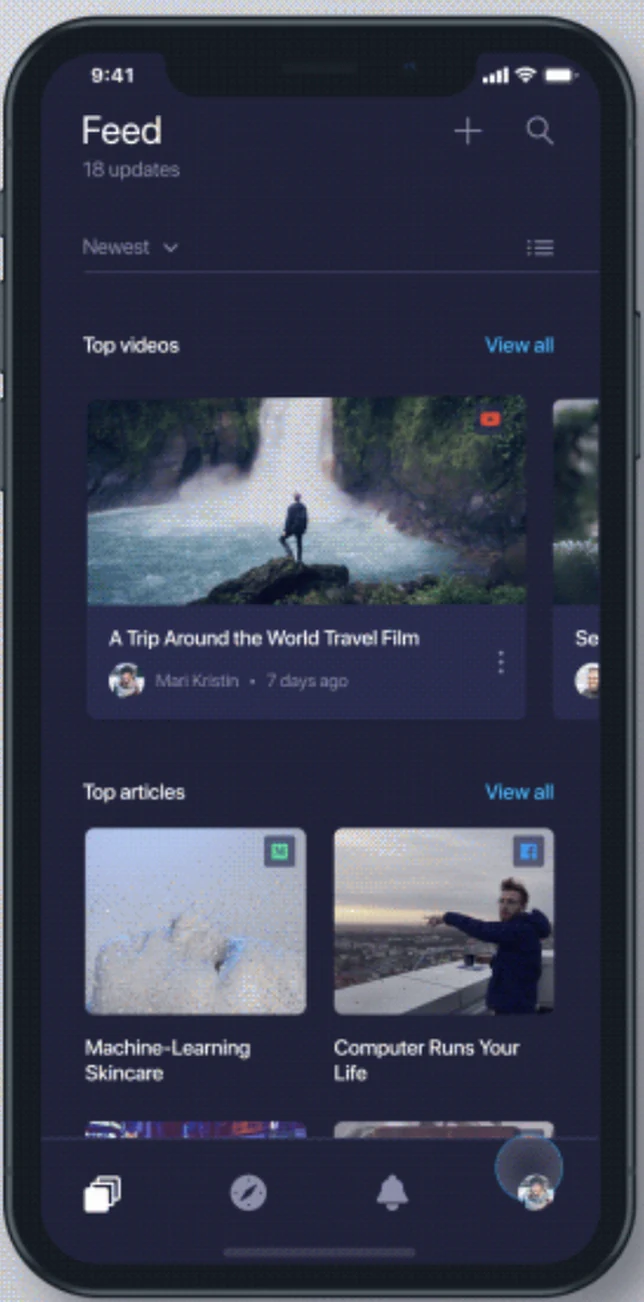 Concept: real-time feed that refreshes from likes and lists